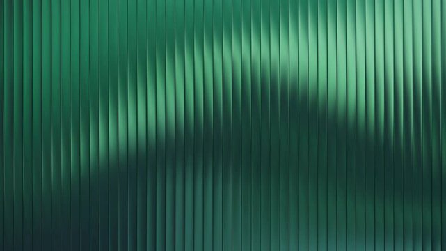 Green reed glass frosted window gradient. Premium corrugated wave texture. Ribbed glass background design. Abstract fluted acrylic surface with glossy refraction effect. 4k Seamless loop.