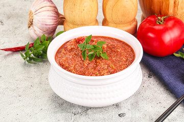 Cold vegan tomato soup Gazpacho