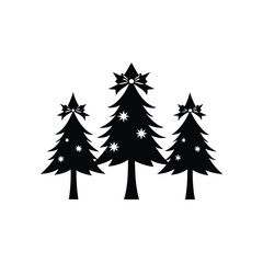 Obraz premium Elegant Trio of Christmas Trees Simple Black and White Vector Illustration