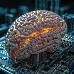 Digital Brain Growing from Microchip &ndash; AI Evolution