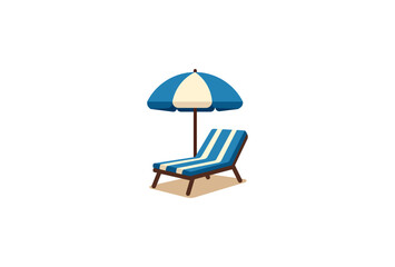 Vector illustration of a cartoon sun lounger with an umbrella	