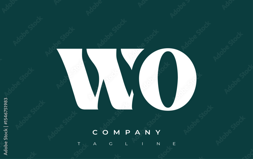 Fototapete wo creative abstract typography logo design. elegant logo combining bold typography and creative sha