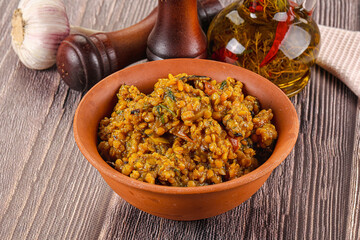 Vegan garnish - lentil with vegetables