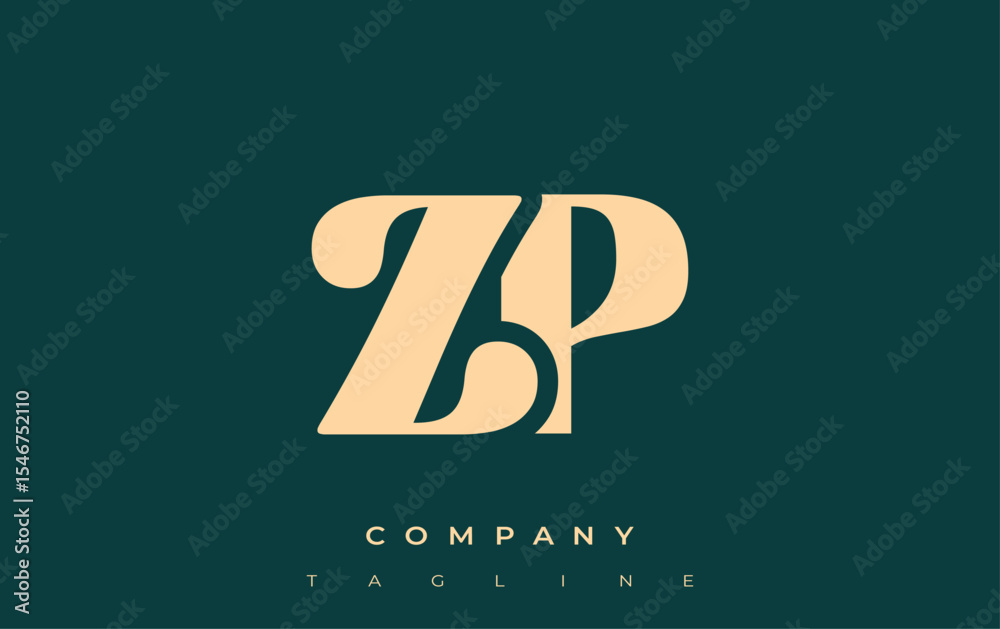 Fototapete zp creative abstract typography logo design. elegant logo combining bold typography and creative sha