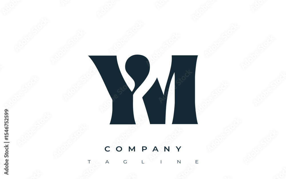 Fototapete ym creative abstract typography logo design. elegant logo combining bold typography and creative sha