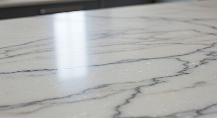 Close-up of Polished Marble Countertop: A Textured White Surface