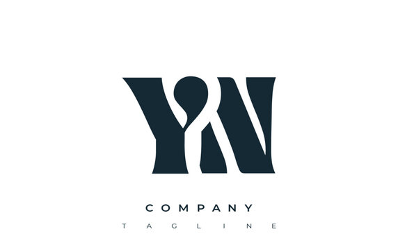 YN Creative Abstract Typography Logo Design. Elegant logo combining bold typography and creative shapes, ideal for branding and identity solutions.