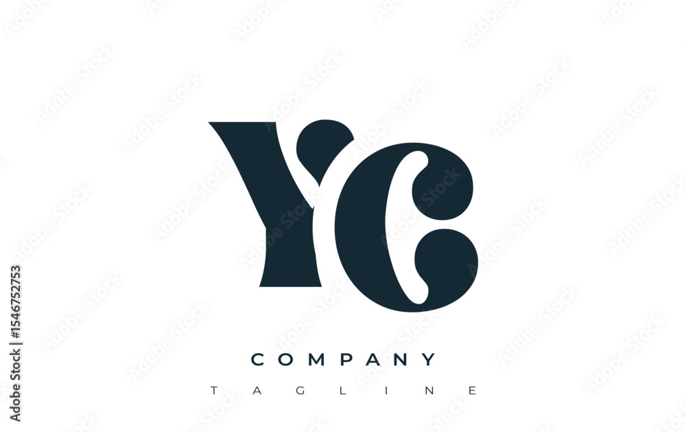 Fototapete yc creative abstract typography logo design. elegant logo combining bold typography and creative sha