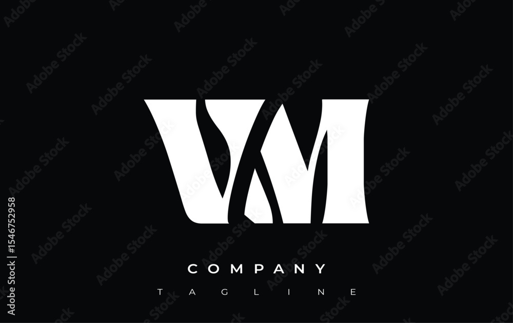 Fototapete vm creative abstract typography logo design. elegant logo combining bold typography and creative sha