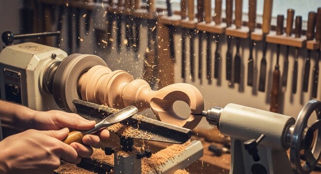 Woodturning project in progress showcasing craftsmanship and woodworking skills