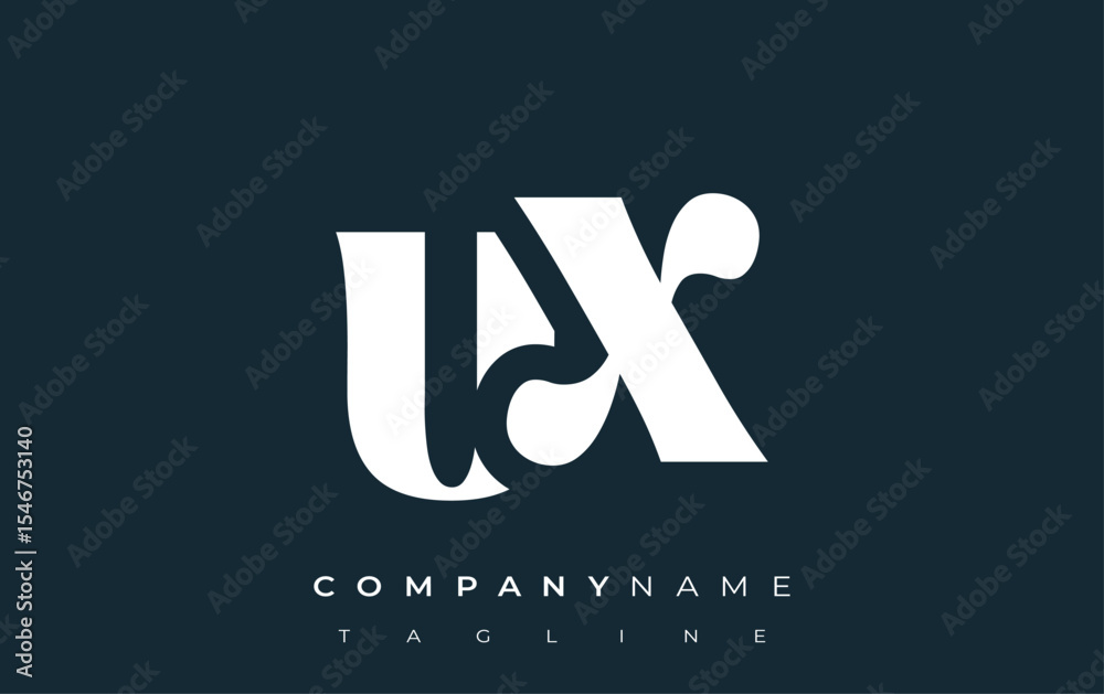 Fototapete ux creative abstract typography logo design. elegant logo combining bold typography and creative sha