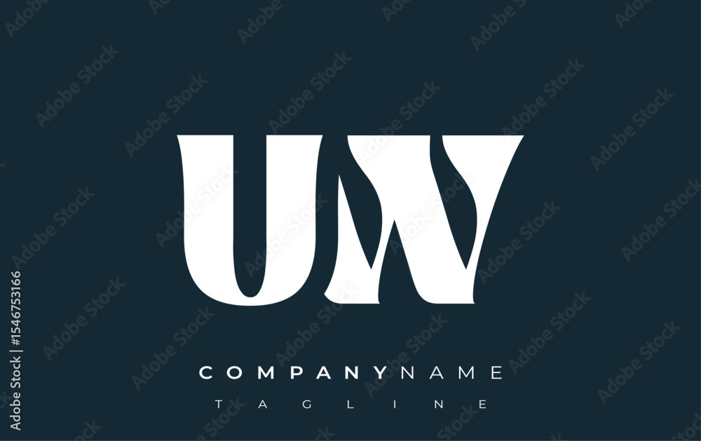 Fototapete uw creative abstract typography logo design. elegant logo combining bold typography and creative sha