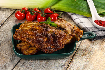 Tasty roasted pork ribs with spices