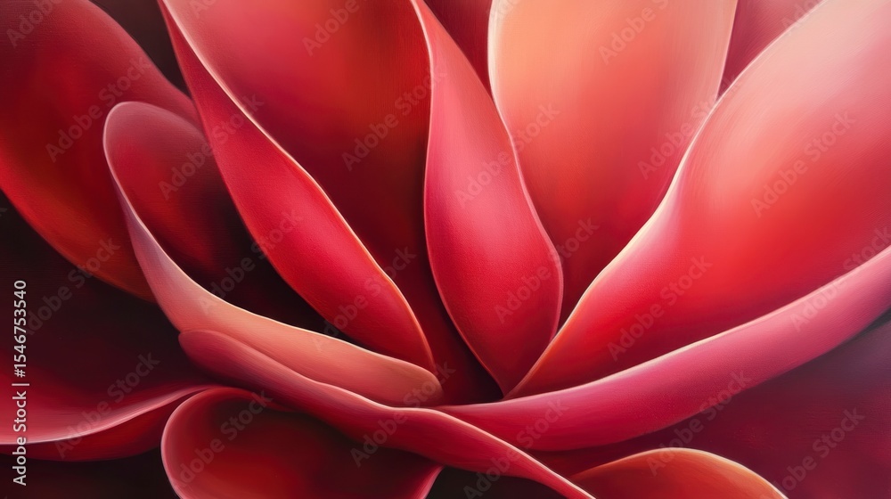 Poster close-up of vibrant red succulent plant, showcasing intricate details and textures.