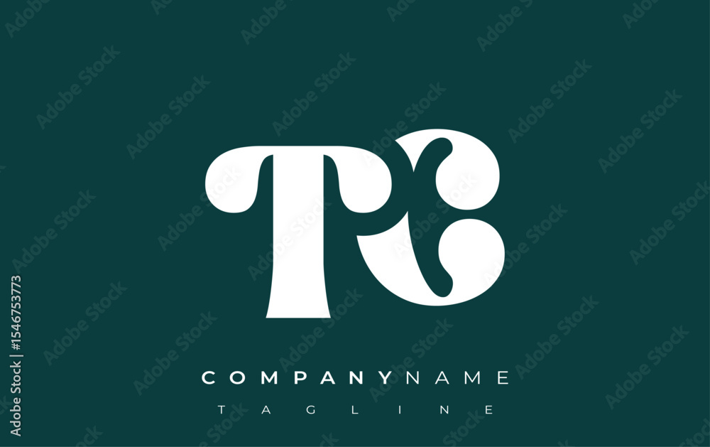 Fototapete tc creative abstract typography logo design. elegant logo combining bold typography and creative sha
