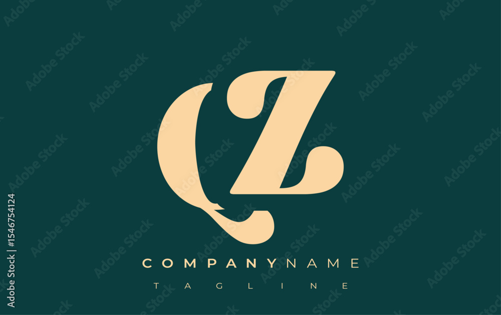 Fototapete qz creative abstract typography logo design. elegant logo combining bold typography and creative sha