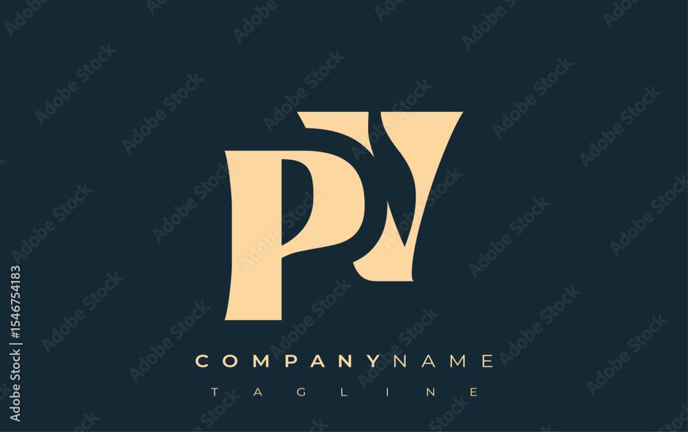 Fototapete pv creative abstract typography logo design. elegant logo combining bold typography and creative sha