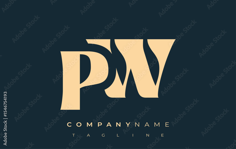 Fototapete pw creative abstract typography logo design. elegant logo combining bold typography and creative sha