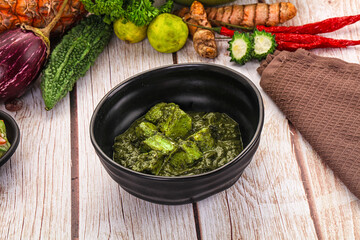 Indian cuisine - Palak paneer cheese with spinach