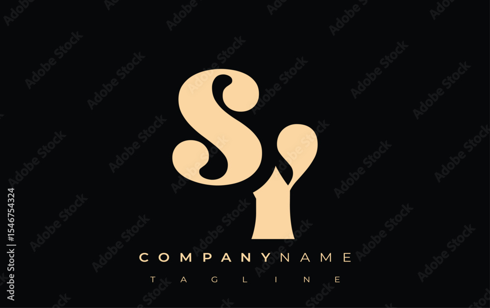 Fototapete sy creative abstract typography logo design. elegant logo combining bold typography and creative sha