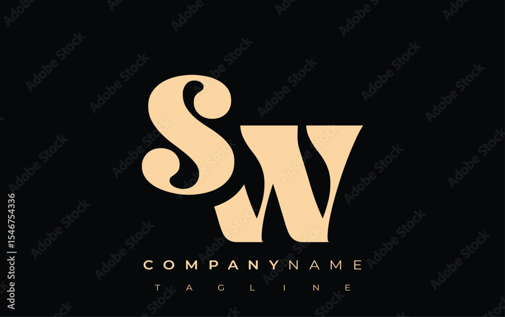 Fototapete sw creative abstract typography logo design. elegant logo combining bold typography and creative sha