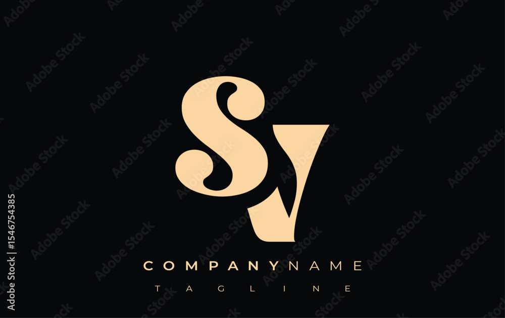 Fototapete sv creative abstract typography logo design. elegant logo combining bold typography and creative sha