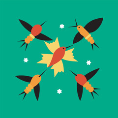 Fototapeta premium Bee Eater Defending Hive Vector Silhouette