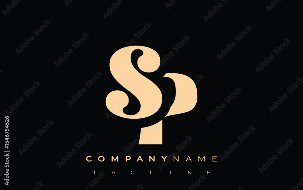 Fototapete sp creative abstract typography logo design. elegant logo combining bold typography and creative sha