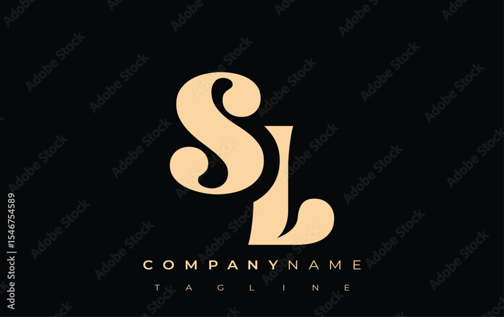 Fototapete sl creative abstract typography logo design. elegant logo combining bold typography and creative sha
