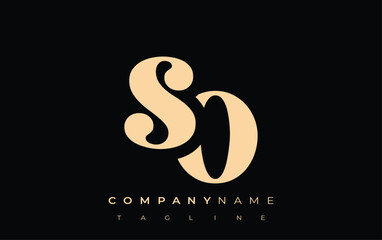 SO Creative Abstract Typography Logo Design. Elegant logo combining bold typography and creative shapes, ideal for branding and identity solutions.