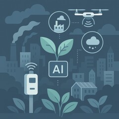 AI air quality monitoring infographic concept