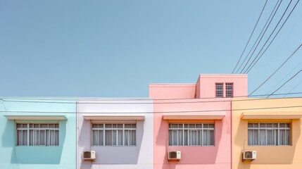 Pastel-toned building with clean lines, a minimalist urban view. Serene simplicity in soft daylight.
