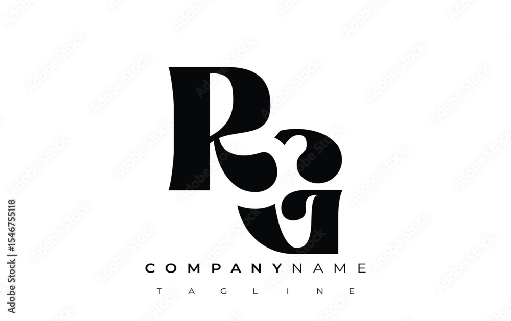 Fototapete rg creative abstract typography logo design. elegant logo combining bold typography and creative sha