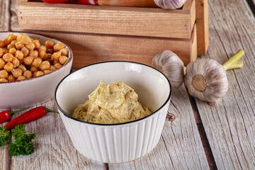 Natural organic homemade chickpea hummus