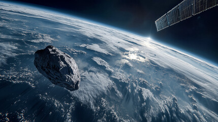 Satellites Frame Earth & Asteroid