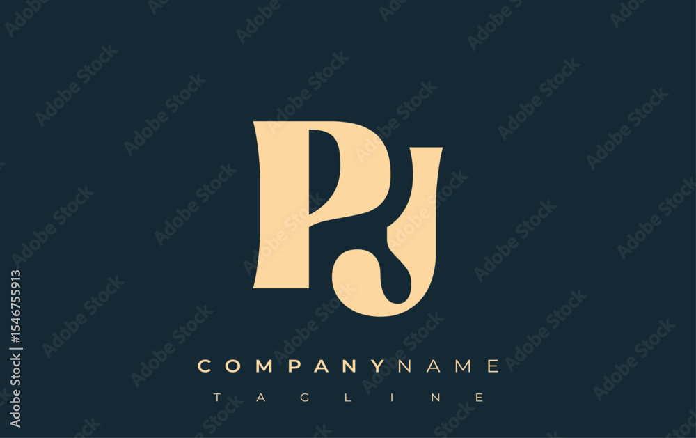 Fototapete pj creative abstract typography logo design. elegant logo combining bold typography and creative sha