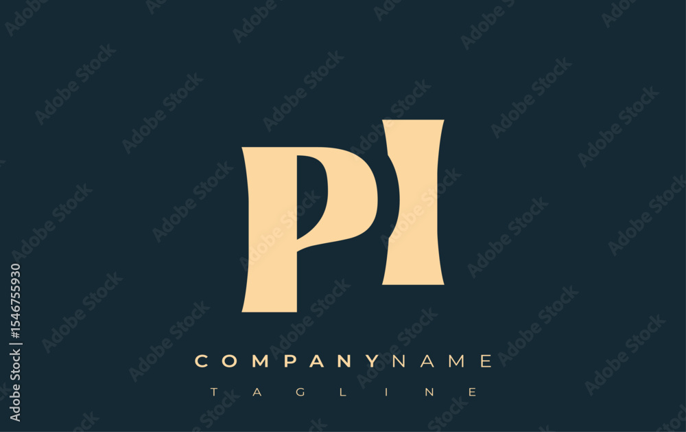 Fototapete pi creative abstract typography logo design. elegant logo combining bold typography and creative sha
