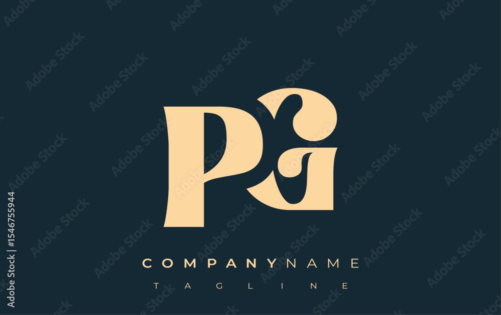 Fototapete pg creative abstract typography logo design. elegant logo combining bold typography and creative sha