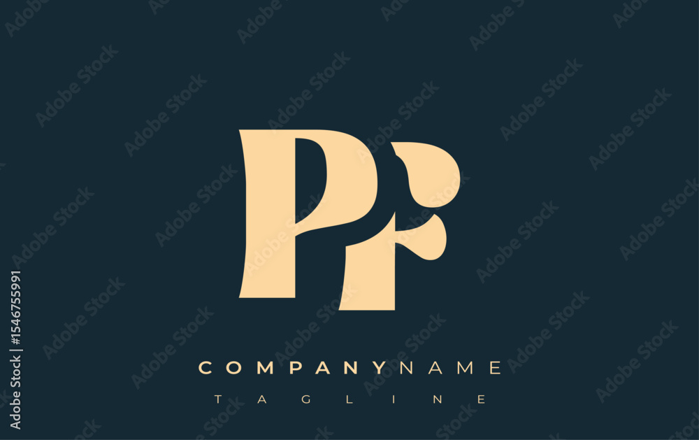 Fototapete pf creative abstract typography logo design. elegant logo combining bold typography and creative sha