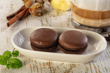 Sweet tasty almond dessert - chocolate macaroon