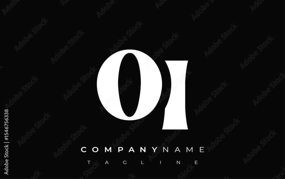 Fototapete oi creative abstract typography logo design. elegant logo combining bold typography and creative sha
