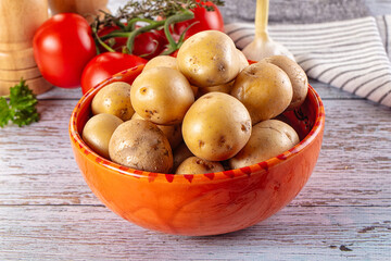 Uncooked raw yellow baby potato
