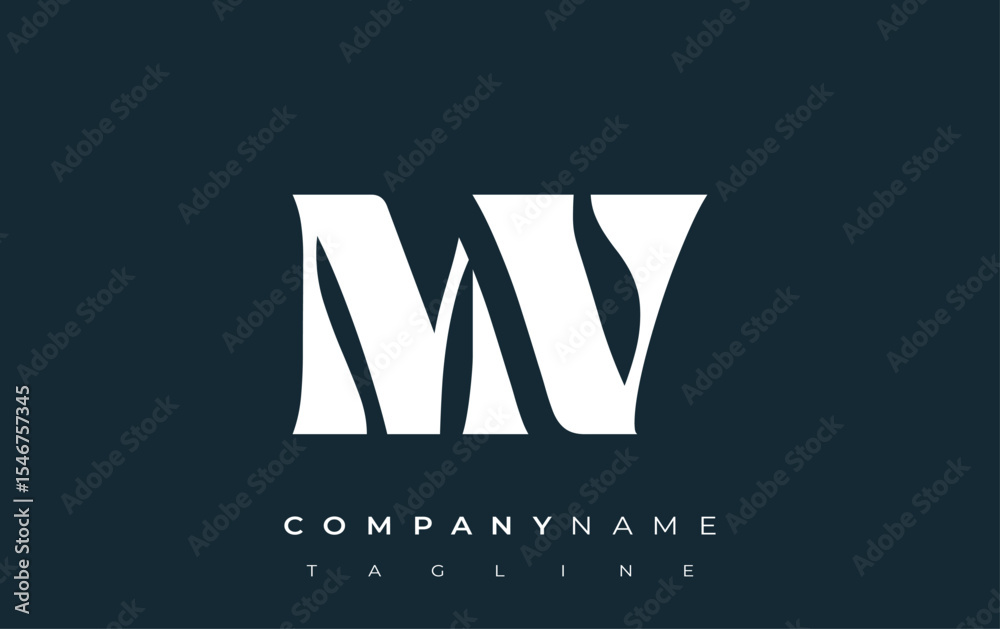 Fototapete mv creative abstract typography logo design. elegant logo combining bold typography and creative sha