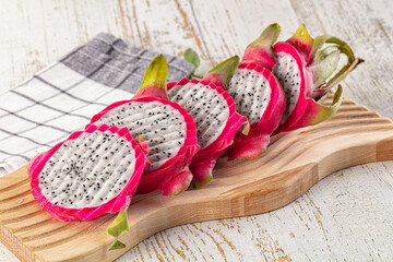 Ripe juicy dragon fruit Pitahaya slices