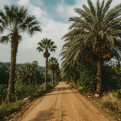 Fototapeta premium palm trees on the road