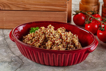 Boiled quinoa cereal in the bowl