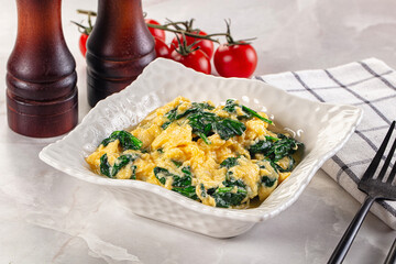 Omelette with spinach for breakfast