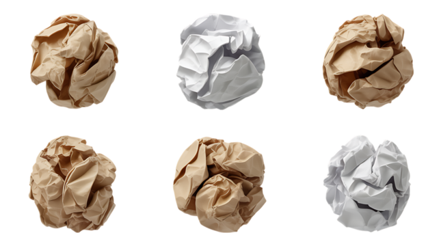 Stock photo of crumpled paper balls isolated on black background for design and creative projects png isolated on transparent packground