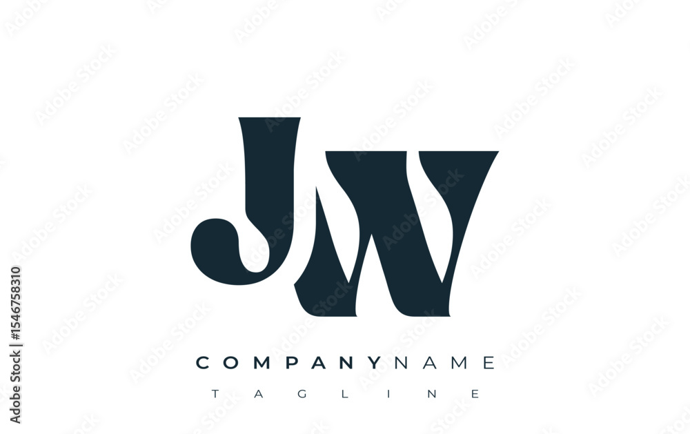 Fototapete jw creative abstract typography logo design. elegant logo combining bold typography and creative sha
