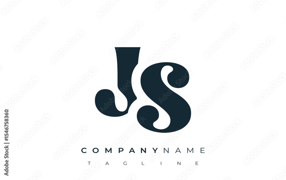 Fototapete js creative abstract typography logo design. elegant logo combining bold typography and creative sha
